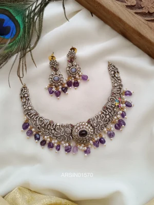 Victorian Purple Bead Necklace