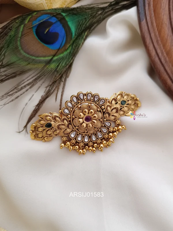 Flower and Peacock Design Hair Clip