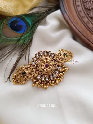 Flower and Peacock Design Hair Clip