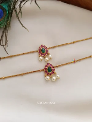 Kemp Red and Green Stone Anklets