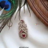 Mango Red and White Stone Saree Pin