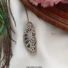 Peacock White and Green Stone Saree Pin