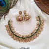 Pearl with Emerald Stone Lakshmi Coin Necklace