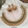 Pearl with Emerald Stone Lakshmi Coin Necklace