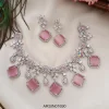 Diamond Shape Pink Stone Necklace