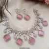 Diamond Shape Pink Stone Necklace