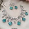 Diamond Shape Sky Blue Stone Necklace