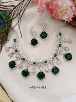 Diamond Shape Green Stone Necklace