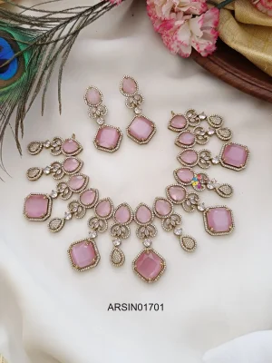 Pale Pink Diamond Stone Necklace