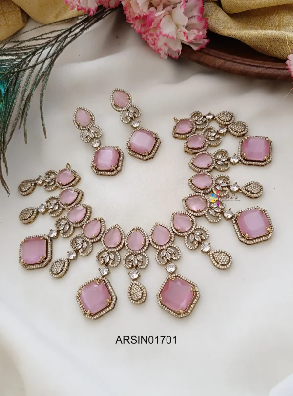 Pale Pink Diamond Stone Necklace