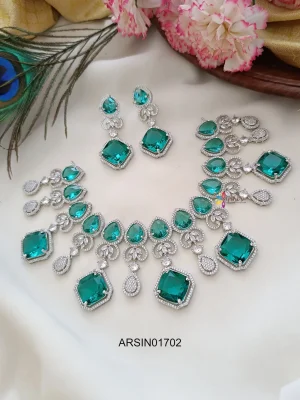 Sky Blue Diamond Stone Necklace