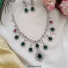 Rodium Polish AD and Emerald Stone Necklace