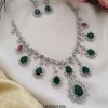 Rodium Polish AD and Emerald Stone Necklace