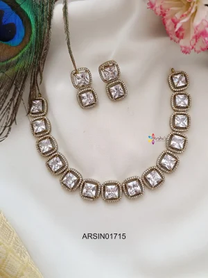 Big AD White Stone Necklace