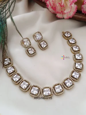 Big AD White Stone Necklace