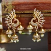 Peacock Tri Design AD Stone Jhumka