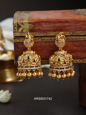 Antique Peacock Gold Drop Jhumka