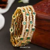 Emerald and White Stone Set of Four Bangles