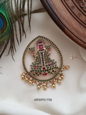 Maha Lakshmi Green Kemp Stone Pendant