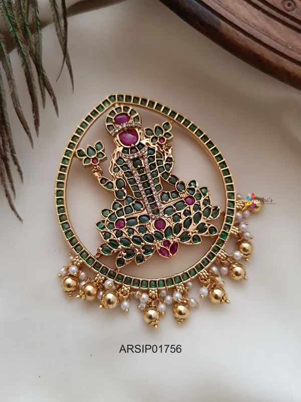 Maha Lakshmi Green Kemp Stone Pendant