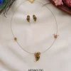 Mango Design Emerald Stone Invisible Necklace