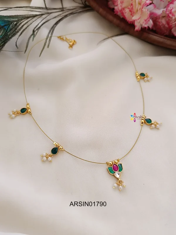 Lotus Jadau Kundan Invisible Necklace