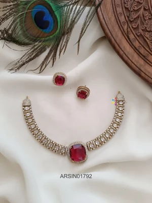 Victorian Big Red Sone Necklace