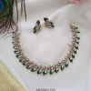 Victorian Leaf Design White and Green Stone Necklace