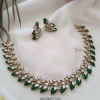 Victorian Leaf Design White and Green Stone Necklace