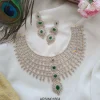 Diamond Look Like Emerald Stone Layered Necklace