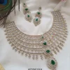 Diamond Look Like Emerald Stone Layered Necklace