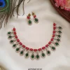 Coral and Emerald Stone Necklace