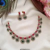 Flower Design Necklace with Corals and Emeralds