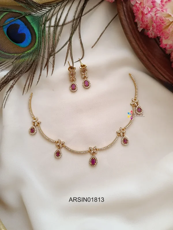 Ruby Stone Teardrop Necklace Set