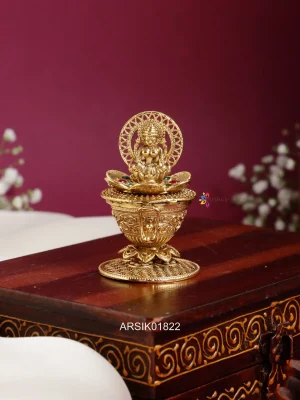 Lakshmi Kumkum Box with Intricate Lotus Design