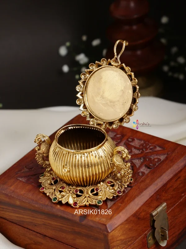 Gold Tone Temple Kumkum Box