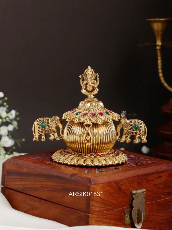 Ganesha and Elephant Kumkum Box