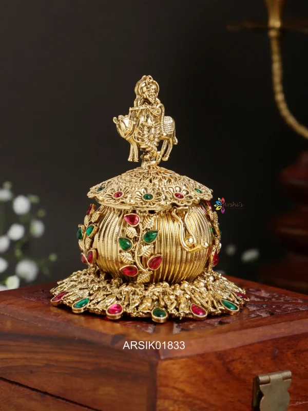 Krishna with Kamadenu Design Kumkum Box