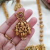 Peacock and Lakshmi Pendant Gold Bead Chain Haram