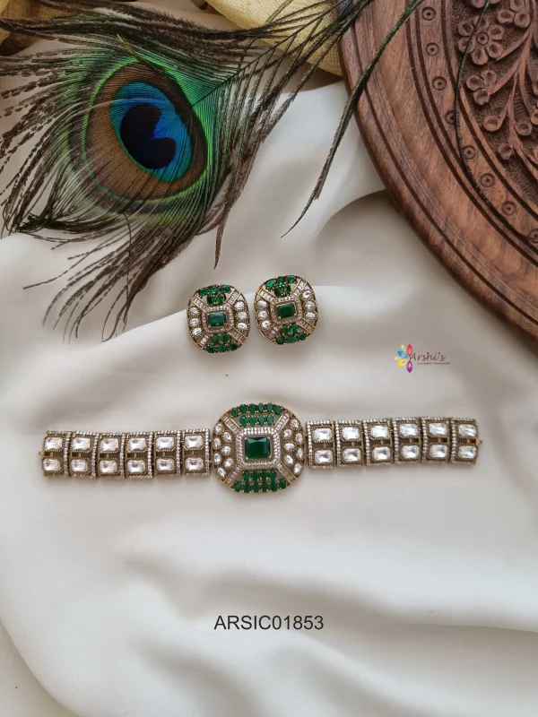 Emerald Kundan Studded Choker Set