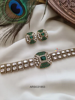 Emerald Kundan Studded Choker Set