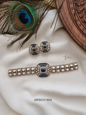 Blue Kundan Studded Choker Set