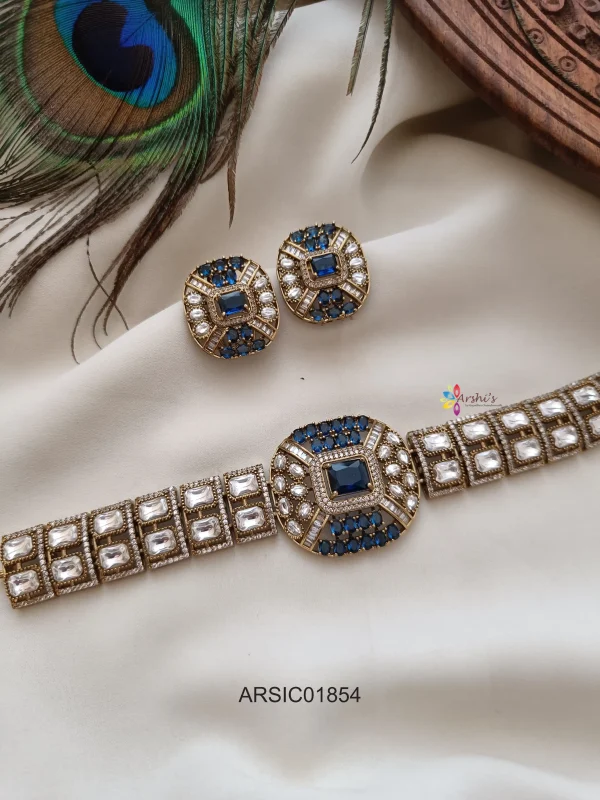 Blue Kundan Studded Choker Set