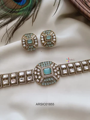 Pale Blue Kundan Studded Choker Set