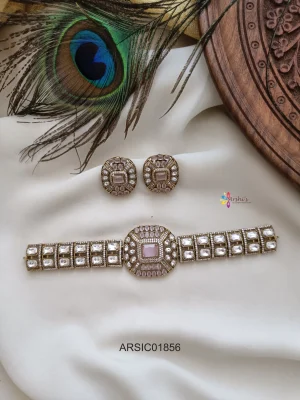 Pale Pink Kundan Studded Choker Set