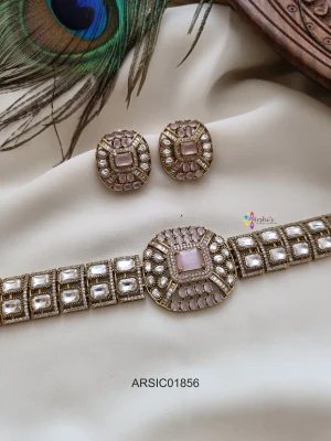 Pale Pink Kundan Studded Choker Set