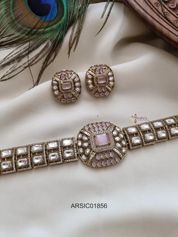 Pale Pink Kundan Studded Choker Set