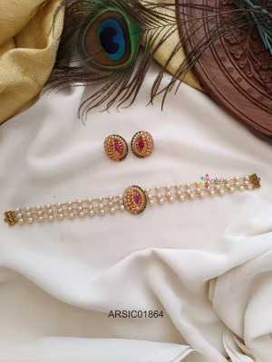 Three Layer Pearls Choker Set