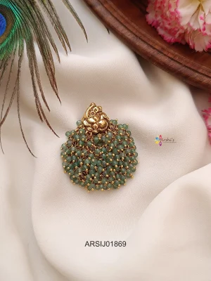 Peacock Green Bead Hair Brooch Pin