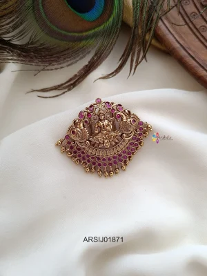 Lakshmi Peacock Kemp Red Stone Hair Brooch